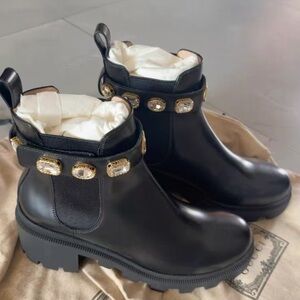 Gucci Black Ankle Boots with Jewel Accents